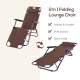 Outsunny 2 in 1 Sun Lounger Folding Reclining Chair Garden Outdoor Camping Adjustable Back with Pillow, Brown