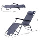 Outsunny 2 in 1 Sun Lounger Folding Reclining Chair Garden Outdoor Camping Adjustable Back with Pillow, Grey