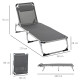 Outsunny 2 Pieces Foldable Outdoor Sun Lounger with Pillow, 5-Level Adjustable Reclining Lounge Chair, Aluminium Frame Camping B