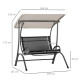 Outsunny 2 Seater Garden Swing Seat Double Bed Swing Chair Outdoor Hammock Bench w/ Adjustable Tilting Canopy, Texteline Seats a