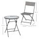 Outsunny 3 Pieces Rattan Bistro Set, Wicker Folding Garden Furniture Set with Glass Top Coffee Table and Chairs for Outdoor, Pat