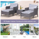 Outsunny 5 Pieces PE Rattan Garden Furniture Set with 10cm Thick Padded Cushions, Wicker Weave Outdoor Seating Chairs with 2 Arm