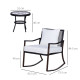 Outsunny 3 Pieces PE Rattan Garden Rocking Chair Set w/ Soft Cushion, Outdoor Rocking Bistro Set with Tempered Glass Round Coffe