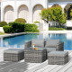 Outsunny Five Piece Rattan Armchair, Stool and Table Set - Mixed Grey