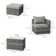 Outsunny Five Piece Rattan Armchair, Stool and Table Set - Mixed Grey