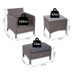 Outsunny 2-Seater Rattan Furniture Set, Steel Frame-Grey