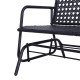 Outsunny 2 Seater PE Rattan Glider Bench, Outdoor Loveseat Chair with Steel Frame, Porch Rocking Glider for 2 Person with Armcha