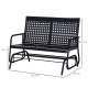 Outsunny 2 Seater PE Rattan Glider Bench, Outdoor Loveseat Chair with Steel Frame, Porch Rocking Glider for 2 Person with Armcha