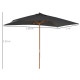 Outsunny 2 x 3m Wooden Garden Parasol Umbrella Outdoor Sun Shade Canopy, Dark Grey