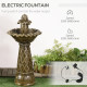 Outsunny 2-Tier Outdoor Waterfall Fountain, Freestanding Self-Contained Cascading Water Feature Garden Landscape with Electric P