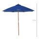 Outsunny 2.5m Garden Parasol Umbrella, Outdoor Market Table Umbrella with Wooden Pole &amp; 8 Fibre Glass Ribs, Round Sun Shade Cano