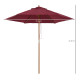 Outsunny 2.5m Wood Garden Parasol Sun Shade Patio Outdoor Wooden Umbrella Canopy Wine Red