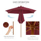 Outsunny 2.5m Wood Garden Parasol Sun Shade Patio Outdoor Wooden Umbrella Canopy Wine Red