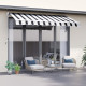 Outsunny Manual Retractable Awning, 2.5x2 m-Dark Blue/White Stripes