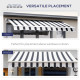 Outsunny Manual Retractable Awning, 2.5x2 m-Dark Blue/White Stripes