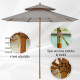 Outsunny 2.7m Elegant Wooden Frame Parasol Umbrella - Grey