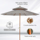 Outsunny 2.7m Elegant Wooden Frame Parasol Umbrella - Grey