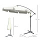 Outsunny 2.7m Garden Banana Parasol Cantilever Umbrella with Crank Handle and Cross Base for Outdoor, Hanging Sun Shade, Cream W