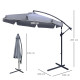 Outsunny 2.7m Garden Banana Parasol Cantilever Umbrella with Crank Handle and Cross Base for Outdoor, Hanging Sun Shade, Dark Gr