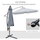 Outsunny 2.7m Garden Banana Parasol Cantilever Umbrella with Crank Handle and Cross Base for Outdoor, Hanging Sun Shade, Dark Gr