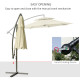 Outsunny 2.7m Garden Banana Parasol Cantilever Umbrella with Crank Handle, Double Tier Canopy and Cross Base for Outdoor, Hangin