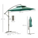 Outsunny 2.7m Banana Parasol Cantilever Umbrella with Crank Handle, Double Tier Canopy and Cross Base for Outdoor, Hanging Sun S