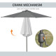 Outsunny 2.7m Patio Garden Umbrella Outdoor Parasol with Tilt Crank and 24 LEDs Lights (Grey)