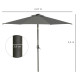 Outsunny 2.7m Patio Garden Umbrella Outdoor Parasol with Tilt Crank and 24 LEDs Lights (Grey)