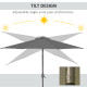 Outsunny 2.7m Patio Garden Umbrella Outdoor Parasol with Tilt Crank and 24 LEDs Lights (Grey)