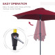 Outsunny 2.6M Garden Parasol Umbrella with Tilt and Crank, Outdoor Sun Parasol Sunshade Shelter with Aluminium Frame, Wine Red