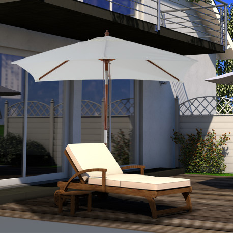 Outsunny 2m x 1.5m Garden Parasol Umbrella with Tilting Sunshade Canopy, Outdoor Market Table Umbrella with Wood and Bamboo Fram