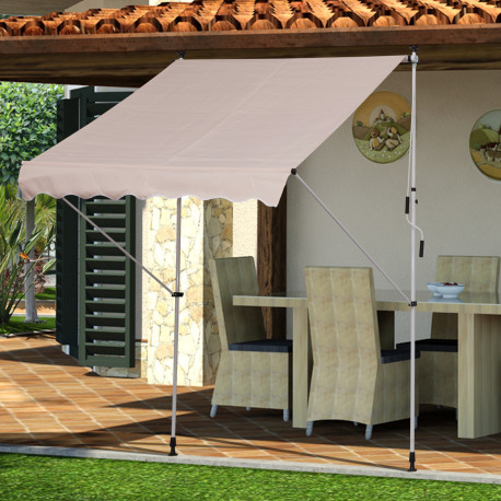 Outsunny 2x1.5m  Adjustable Outdoor Aluminium Frame Awning Beige