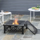 Outsunny Large Outdoor Fire Pit Table, 3 in 1 Square Wood Burning Firepit Metal Brazier, BBQ Grill, Ice Bucket w/ Grill Grate, L