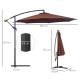 Outsunny Φ3m Hanging Umbrella Parasol-Coffee