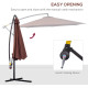 Outsunny Φ3m Hanging Umbrella Parasol-Coffee