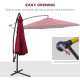 Outsunny Cantilever Umbrella Parasol Hanging Banana Steel Dark Green 3M Patio Wine Red