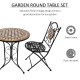 Outsunny 3 PCs Garden Mosaic Bistro Set Outdoor Patio 2 Folding Chairs &amp; 1 Round Table  Outdoor Furniture Vintage