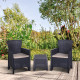 Outsunny 3 PCS Rattan Effect Garden Bistro Set  2 Chairs &amp; Coffee Table Set with Cushion Patio Lawn Balcony Furniture - Dark Bro