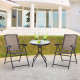 Outsunny 3 Piece Outdoor Bistro Set, Patio Conversation Furniture Set with 2 Folding Backrest Adjustable Armchairs and Glass Top