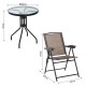 Outsunny 3 Piece Outdoor Bistro Set, Patio Conversation Furniture Set with 2 Folding Backrest Adjustable Armchairs and Glass Top