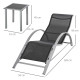 Outsunny 3 Pieces Sun Lounger Chair Set, Metal Frame Garden Outdoor Sunbathing Chair with Side Table and Armrest, Black