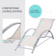 Outsunny 3 Pieces Lounge Chair Set Metal Frame Garden Outdoor Recliner Sunbathing Chair with Table, Cream