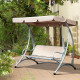 Outsunny 3 Seater Garden Swing Seat Bench Steel Swing Chair with Adjustable Canopy for Outdoor Patio Porch - Beige