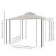 Outsunny 3 x 3(m) Garden Gazebo Patio Party Tent Shelter Outdoor Canopy Double Tier Sun Shade Metal Frame Netting Beige