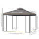 Outsunny 3 x 3 m Garden Gazebo Double Roof Marquee Patio Wedding Party Tent Canopy Shelter with Sidewalls, (Brown)