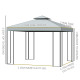 Outsunny 3 x 3 m Garden Gazebo Double Roof Marquee Patio Wedding Party Tent Canopy Shelter with Sidewalls, (Dark Grey)