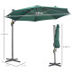 Outsunny 3 x 3(m) Cantilever Parasol with Cross Base, Garden Umbrella with 360° Rotation, Crank Handle and Tilt for Outdoor, Pat