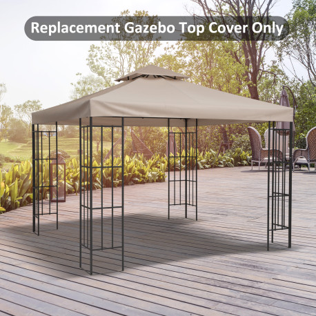 Outsunny 3(m) Gazebo Top Cover Double Tier Canopy Replacement Pavilion Roof Deep Beige