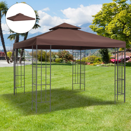 Outsunny 3x3 m Double-Tier Canopy Top Replacement-Coffee