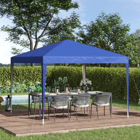 Outsunny 3 x 3M Garden Pop Up Gazebo Height Adjustable Marquee Party Tent Wedding Canopy with Carrying Bag, Blue